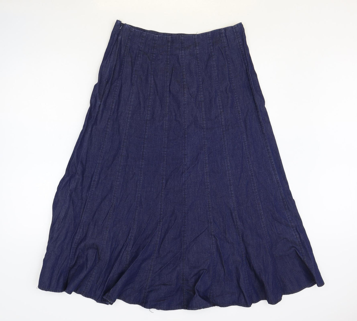 Cotton Womens Blue Cotton Swing Skirt Size 12 Zip