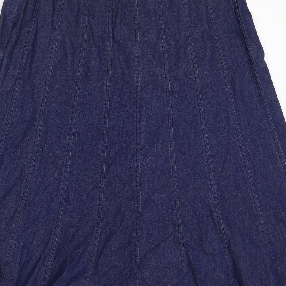 Cotton Womens Blue Cotton Swing Skirt Size 12 Zip