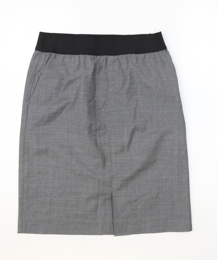 Preworn Womens Grey Polyester Straight & Pencil Skirt Size 10
