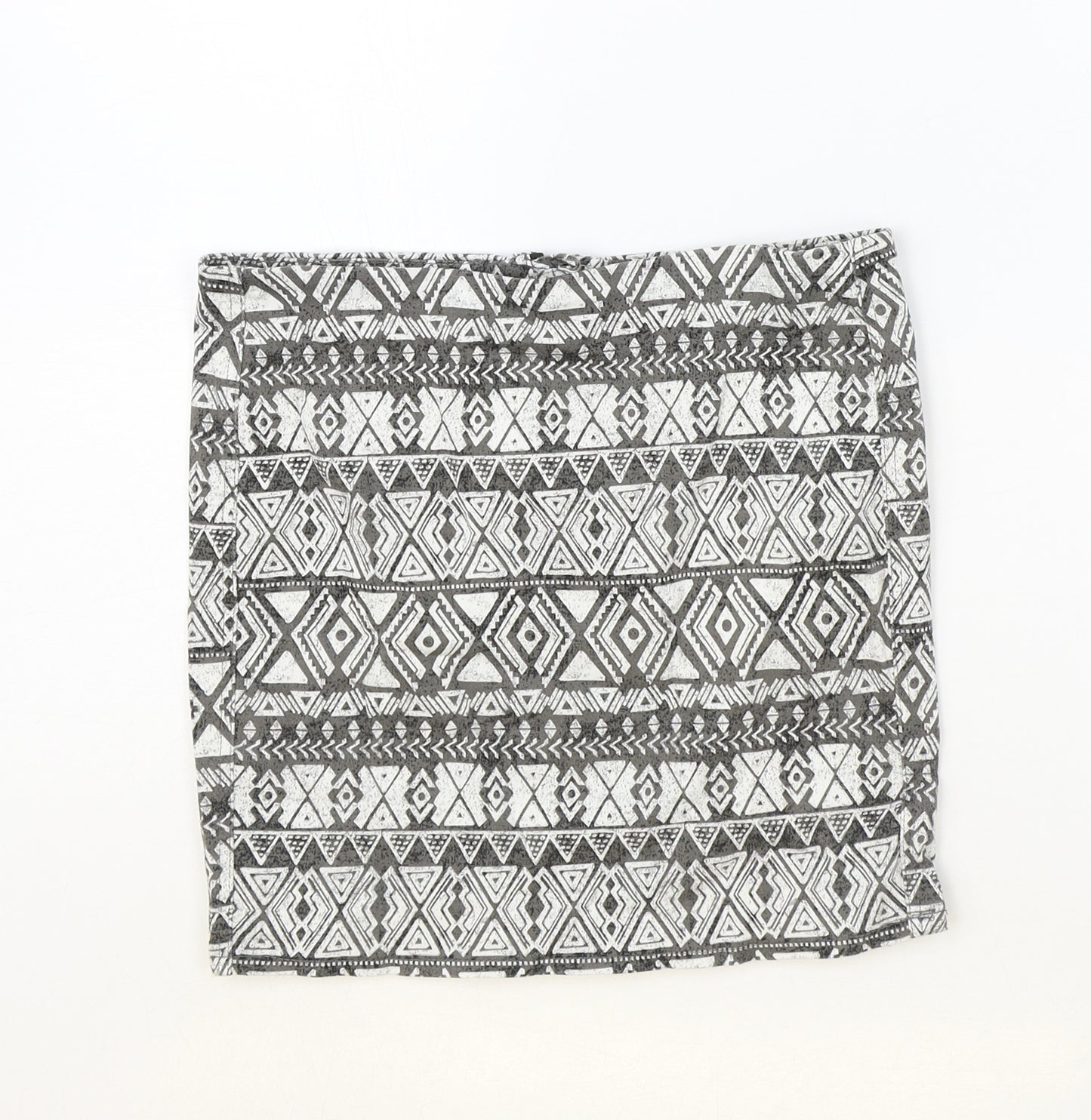 H&M Womens Grey Geometric Cotton Bandage Skirt Size 10 Zip