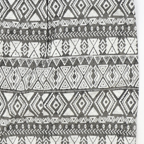 H&M Womens Grey Geometric Cotton Bandage Skirt Size 10 Zip