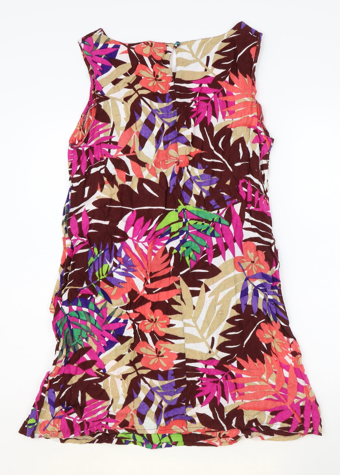 F&F Womens Multicoloured Floral Viscose Shift Size 16 Boat Neck Button