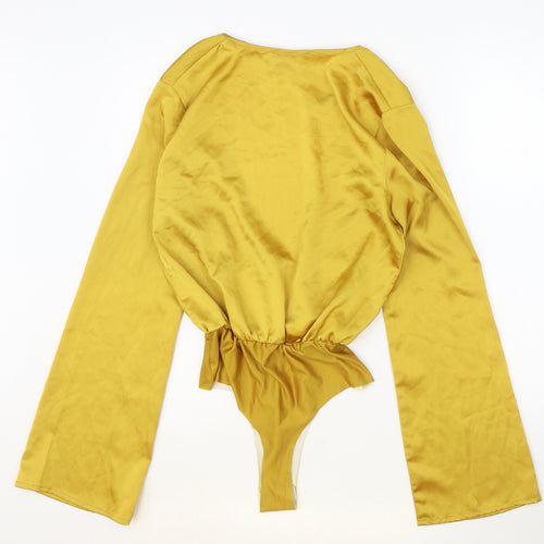 Missguided Womens Gold Polyester Bodysuit One-Piece Size 8 Snap