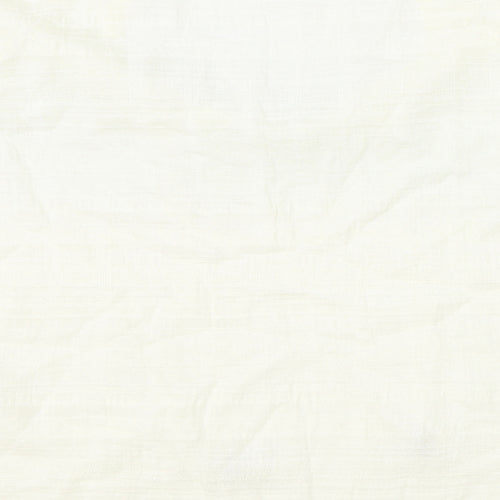 Preworn Womens Ivory 100% Cotton Basic Blouse Size L V-Neck - Tie Neck Detail