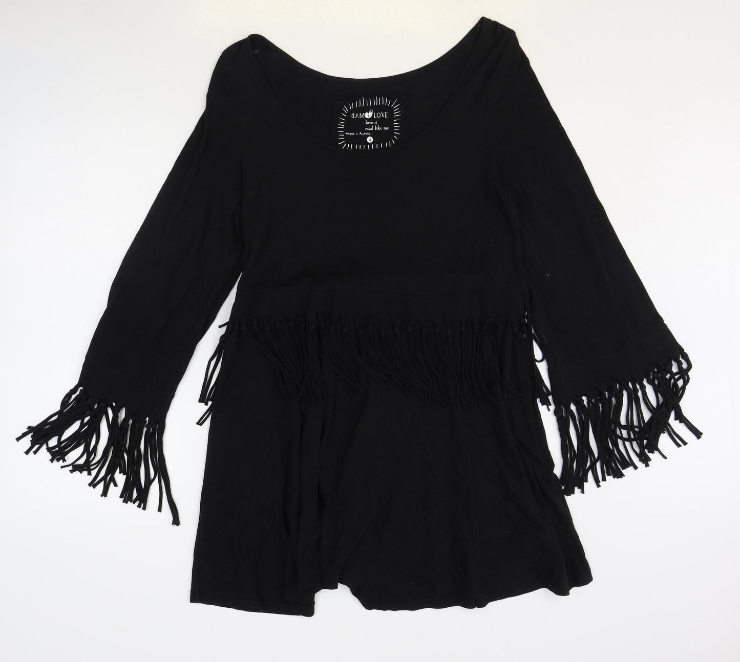 Dam Love Womens Black Rayon Fit & Flare Size S Scoop Neck Pullover