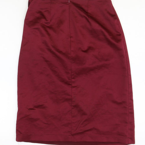 New Look Womens Red Polyester Wrap Skirt Size 8 Zip