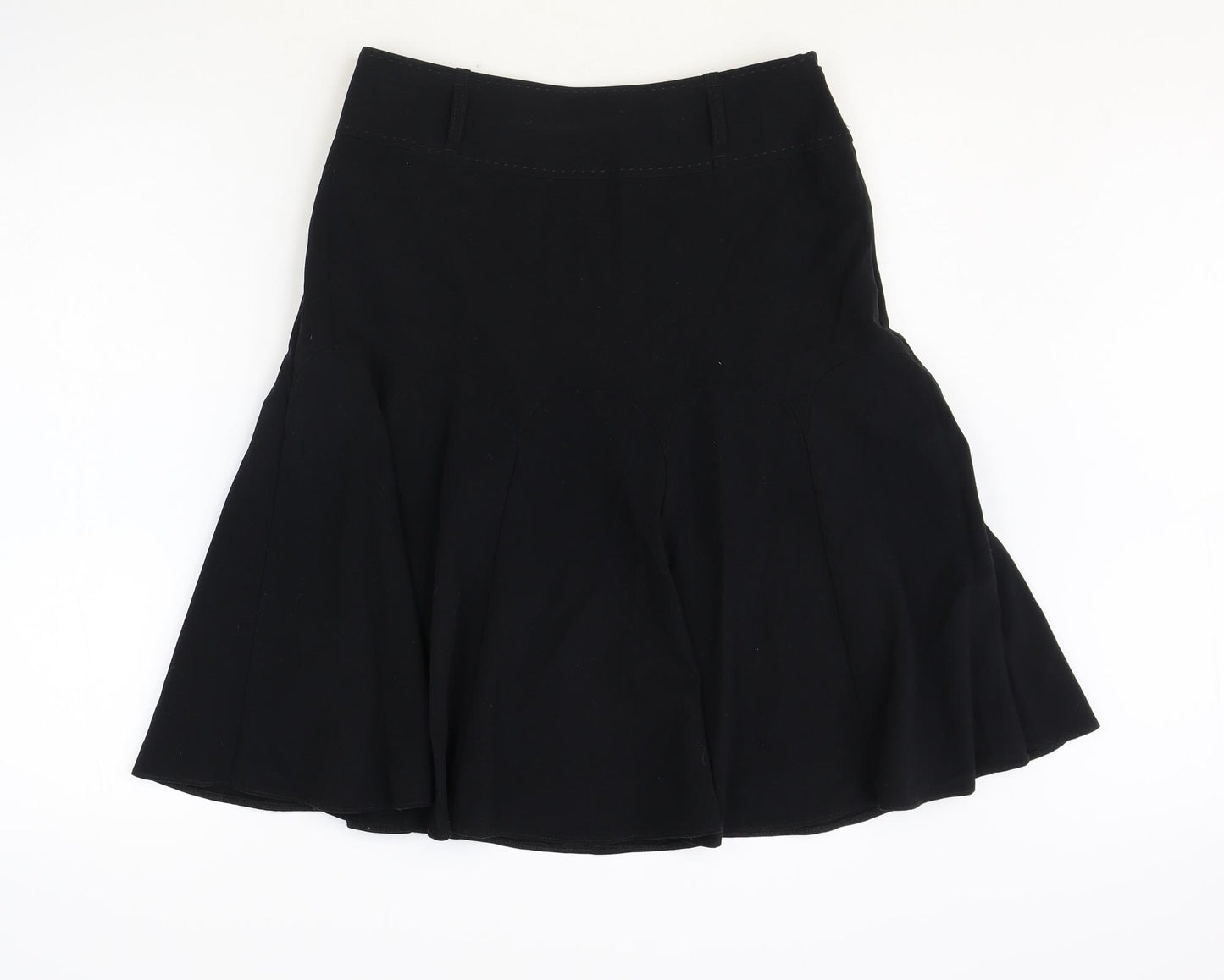Marks and Spencer Womens Black Polyester Swing Skirt Size 10 Zip