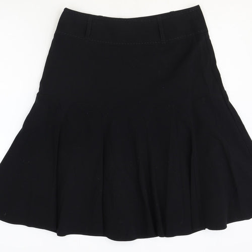 Marks and Spencer Womens Black Polyester Swing Skirt Size 10 Zip