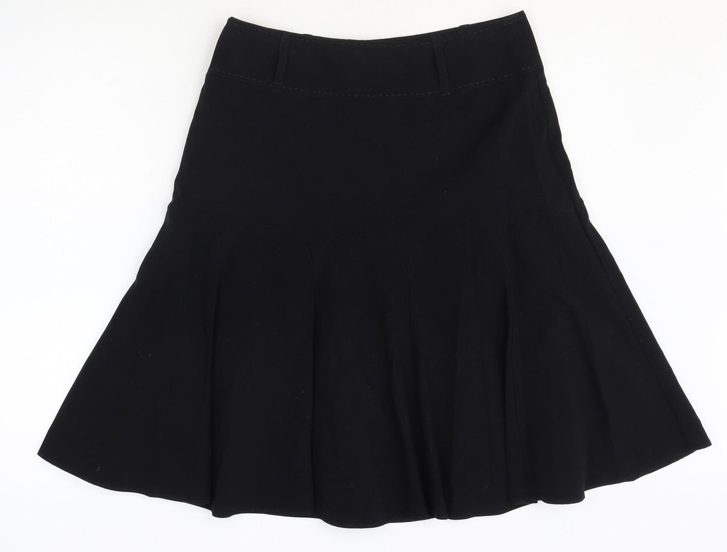 Marks and Spencer Womens Black Polyester Swing Skirt Size 10 Zip