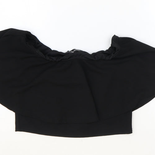 Styleverse Womens Black Polyester Cropped Blouse Size 12 Off the Shoulder