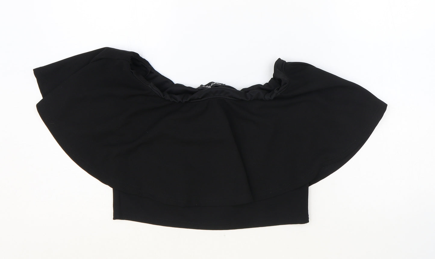 Styleverse Womens Black Polyester Cropped Blouse Size 12 Off the Shoulder