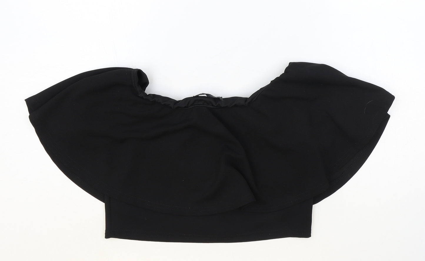 Styleverse Womens Black Polyester Cropped Blouse Size 12 Off the Shoulder