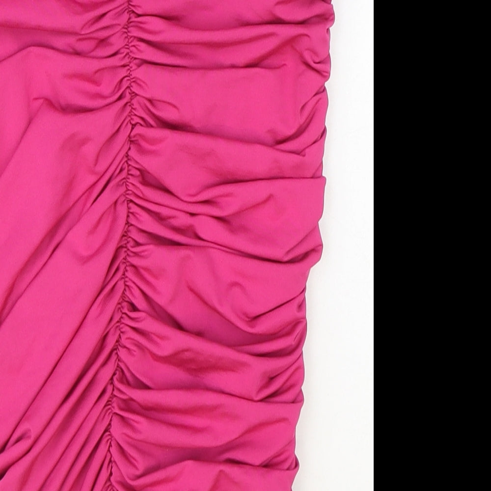 Oh Polly Womens Pink Polyester Bandage Skirt Size 8 Drawstring