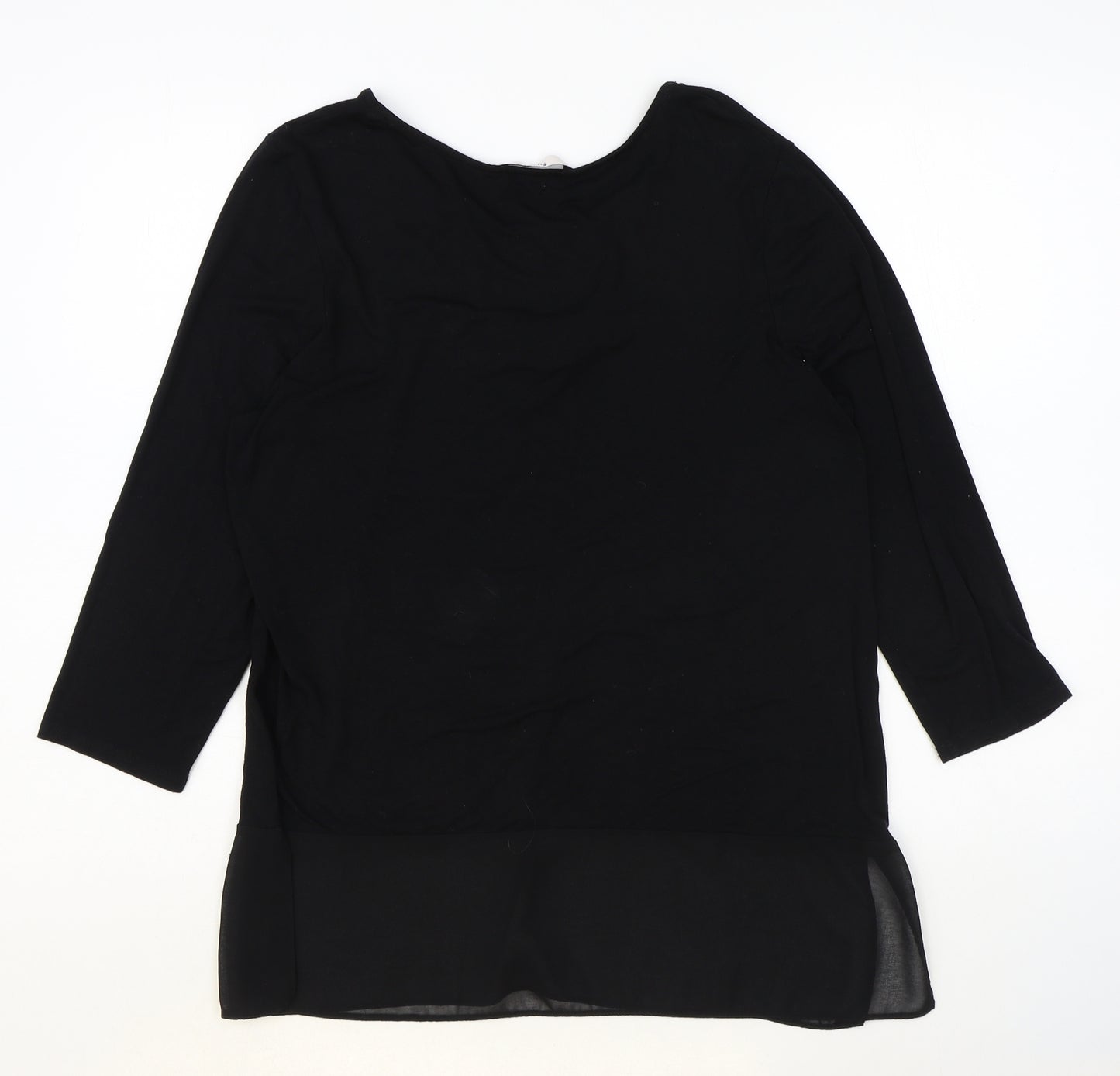TU Womens Black Polyester Basic Blouse Size 14 Round Neck