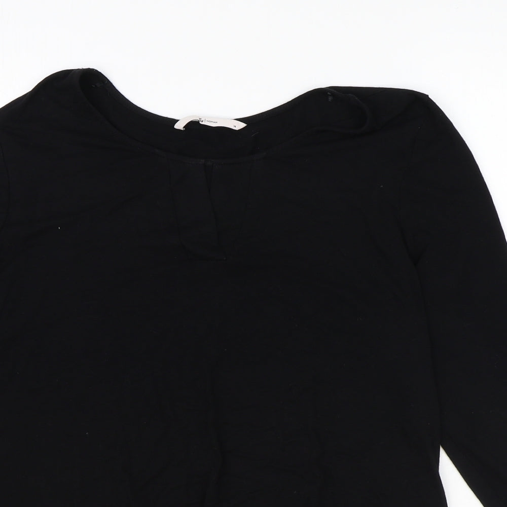 TU Womens Black Polyester Basic Blouse Size 14 Round Neck