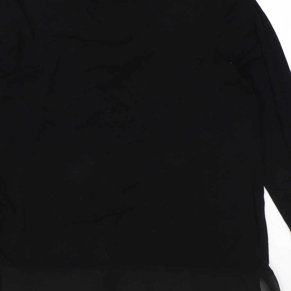 TU Womens Black Polyester Basic Blouse Size 14 Round Neck
