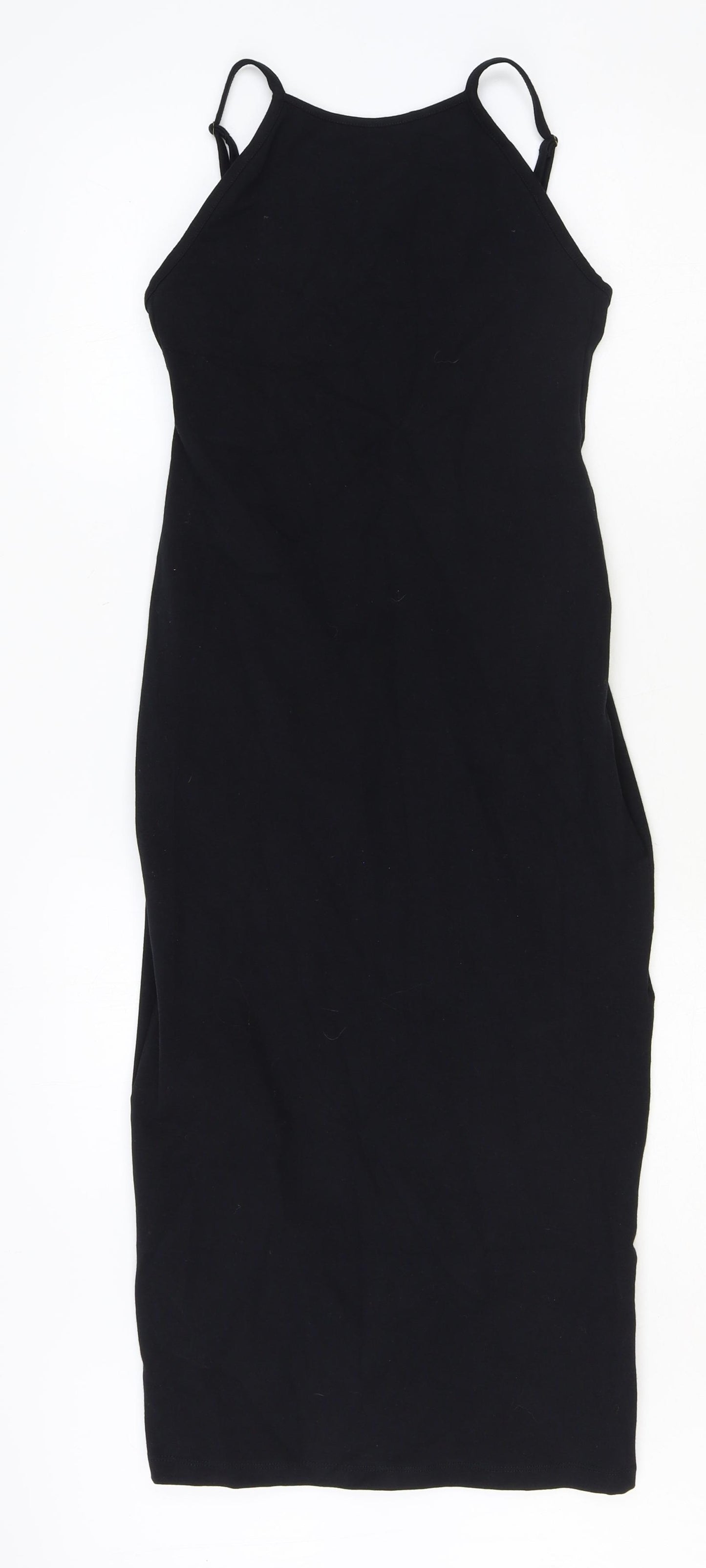 Manners London Womens Black Cotton Slip Dress Size S Round Neck Pullover