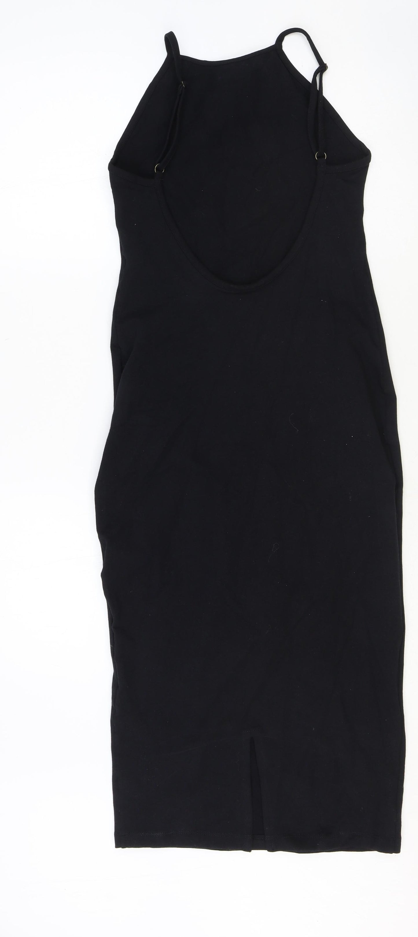 Manners London Womens Black Cotton Slip Dress Size S Round Neck Pullover