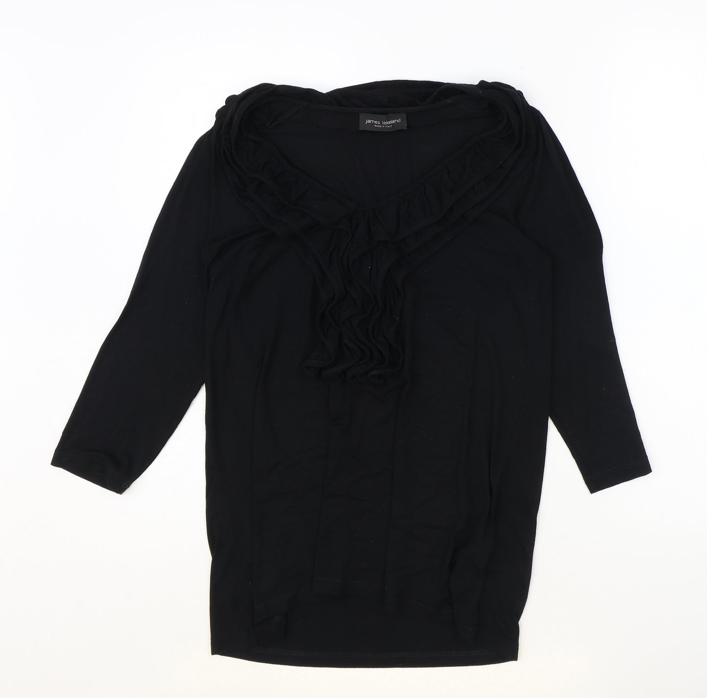 James Lakeland Womens Black Polyester Basic T-Shirt Size 14 Round Neck