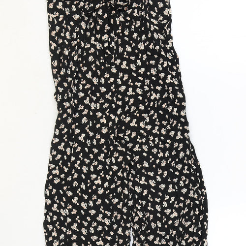 Topshop Womens Black Floral Polyester Jumpsuit One-Piece Size 8 Zip