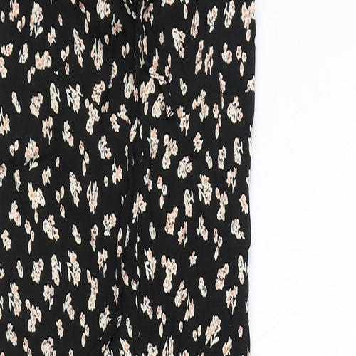 Topshop Womens Black Floral Polyester Jumpsuit One-Piece Size 8 Zip