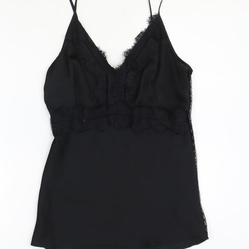NEXT Womens Black Polyester Basic Tank Size 8 V-Neck