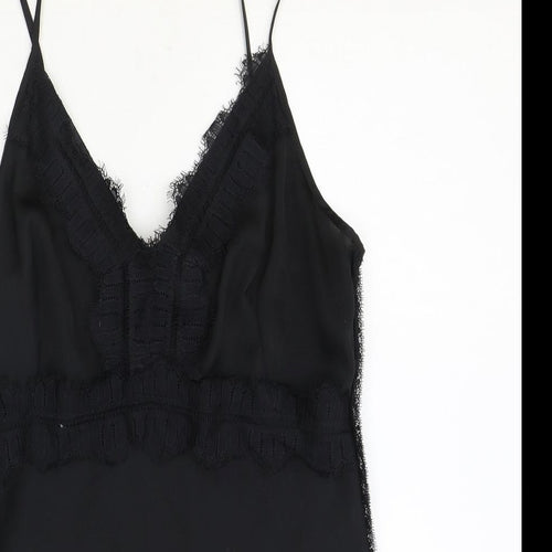 NEXT Womens Black Polyester Basic Tank Size 8 V-Neck