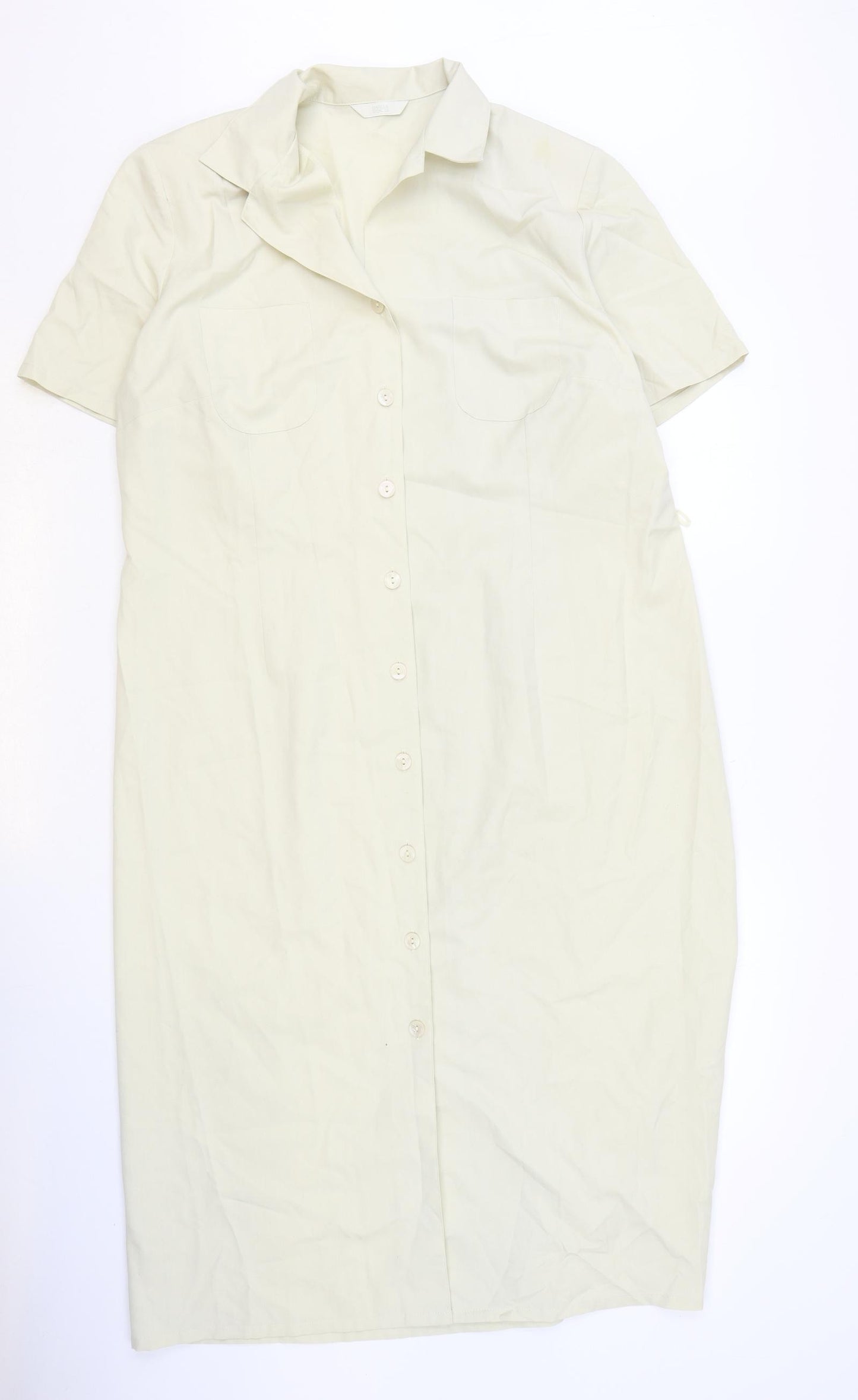 Marks and Spencer Womens Beige Polyester Shirt Dress Size 18 Collared Button