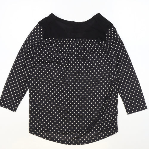 H&M Womens Blue Polka Dot Viscose Basic Blouse Size XS V-Neck