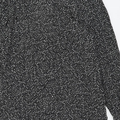 H&M Womens Black Geometric Viscose A-Line Size M V-Neck Button