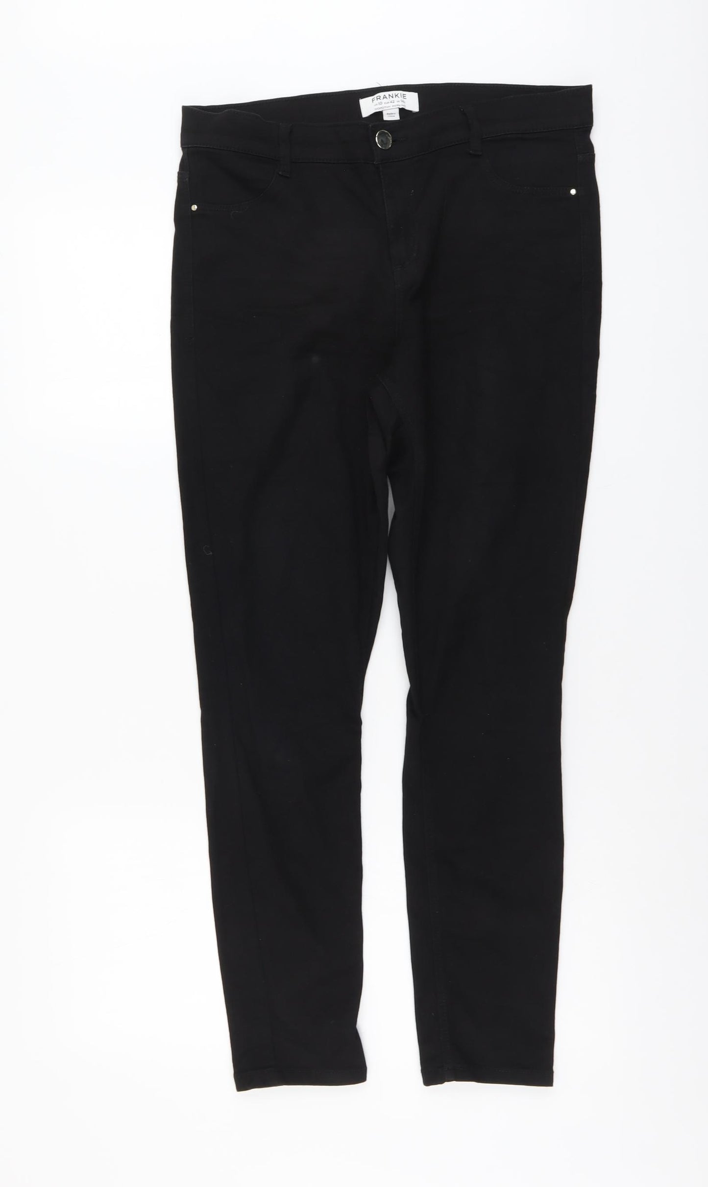 Dorothy Perkins Womens Black Cotton Skinny Jeans Size 14 L28 in Regular Button