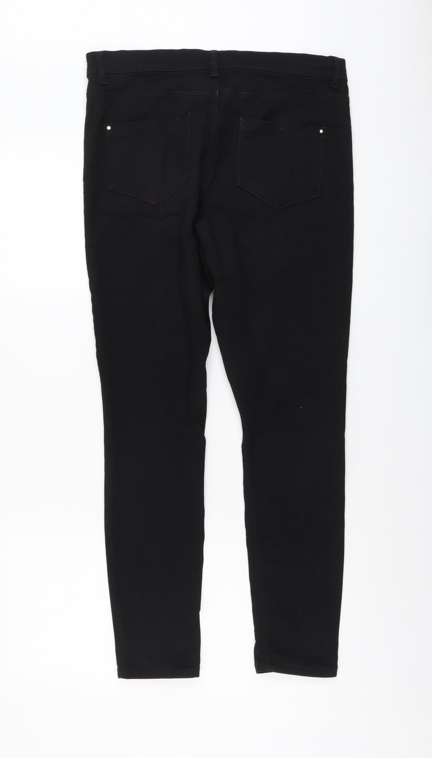 Dorothy Perkins Womens Black Cotton Skinny Jeans Size 14 L28 in Regular Button