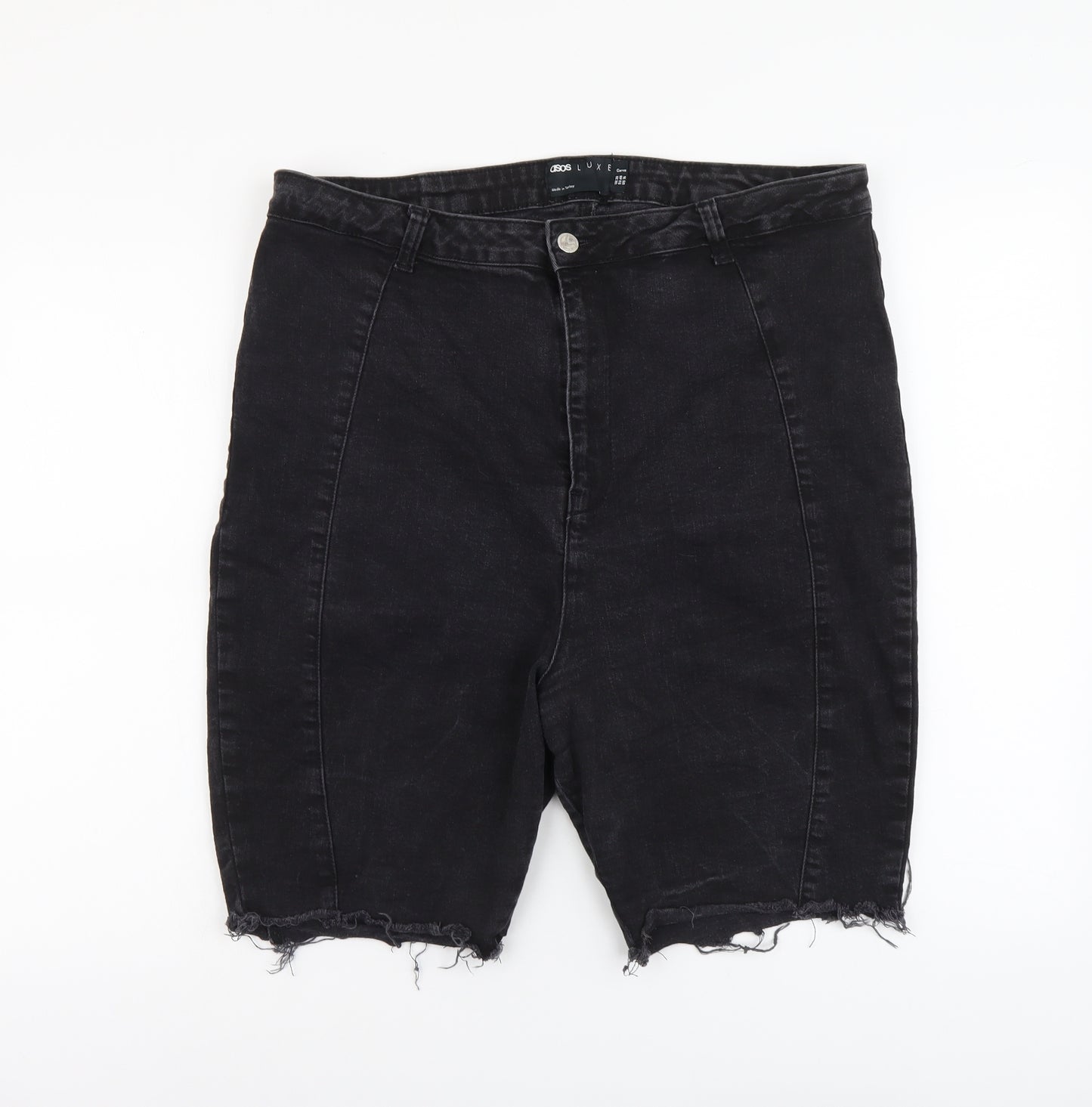 ASOS Womens Black Cotton Cut-Off Shorts Size 20 L8 in Regular Button