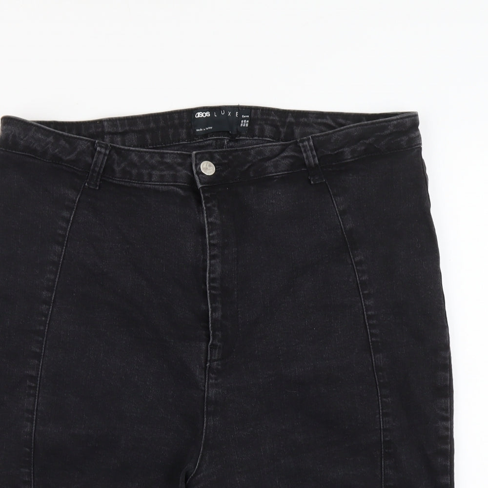 ASOS Womens Black Cotton Cut-Off Shorts Size 20 L8 in Regular Button