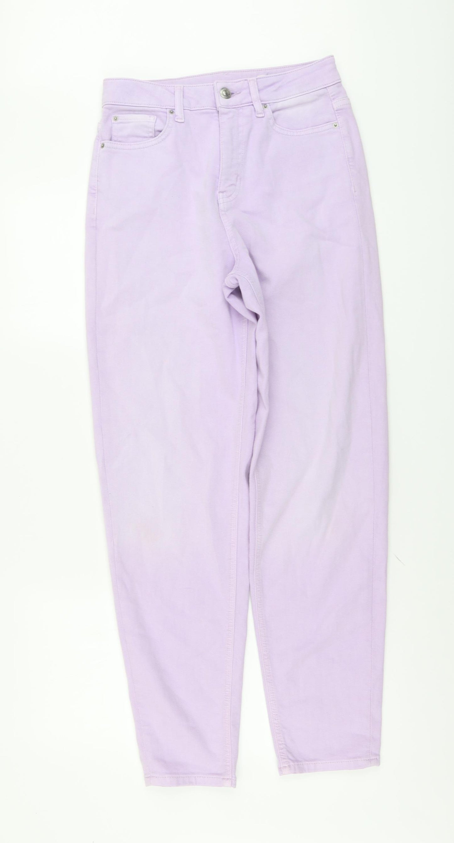 Marks and Spencer Womens Purple Cotton Straight Jeans Size 8 L30 in Regular Button