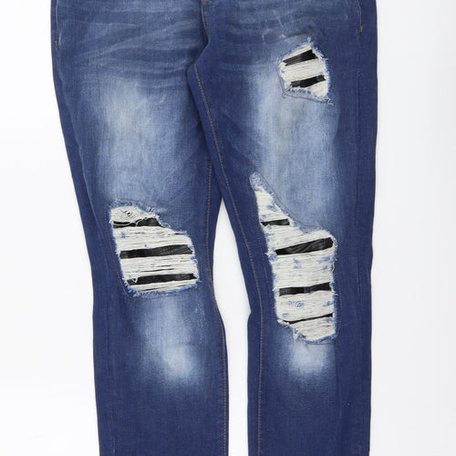 ONM Mens Blue Cotton Straight Jeans Size 32 in L32 in Regular Button
