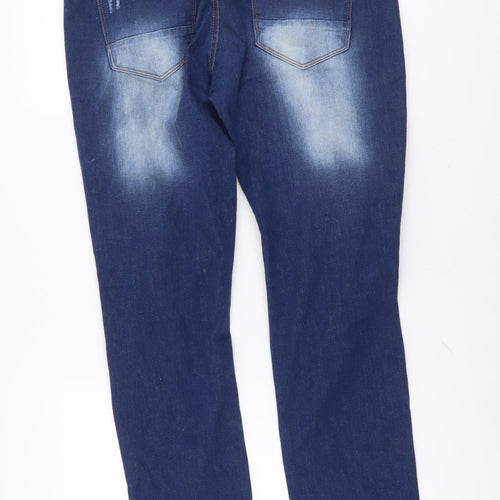 ONM Mens Blue Cotton Straight Jeans Size 32 in L32 in Regular Button