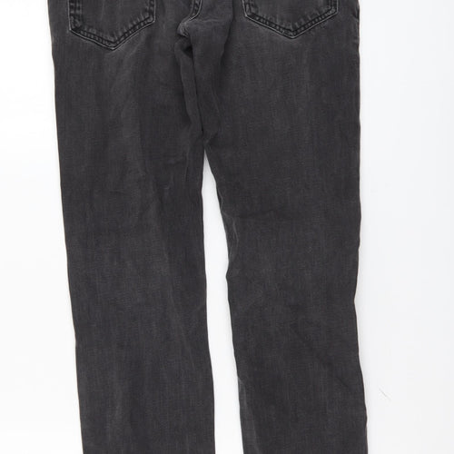 Topshop Mens Grey Cotton Straight Jeans Size 32 in L33 in Regular Button