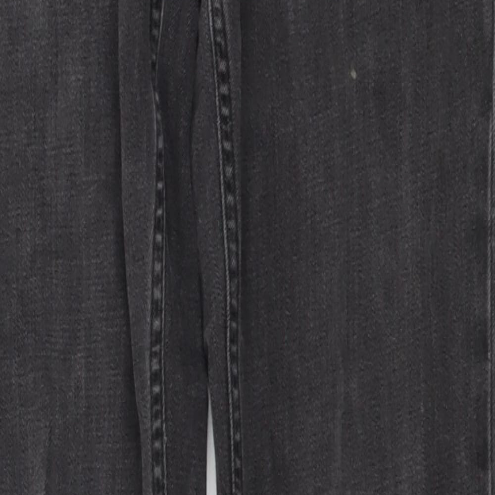 Topshop Mens Grey Cotton Straight Jeans Size 32 in L33 in Regular Button