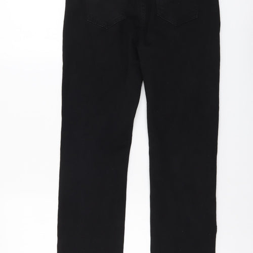 Marks and Spencer Womens Black Cotton Straight Jeans Size 12 L28 in Regular Button