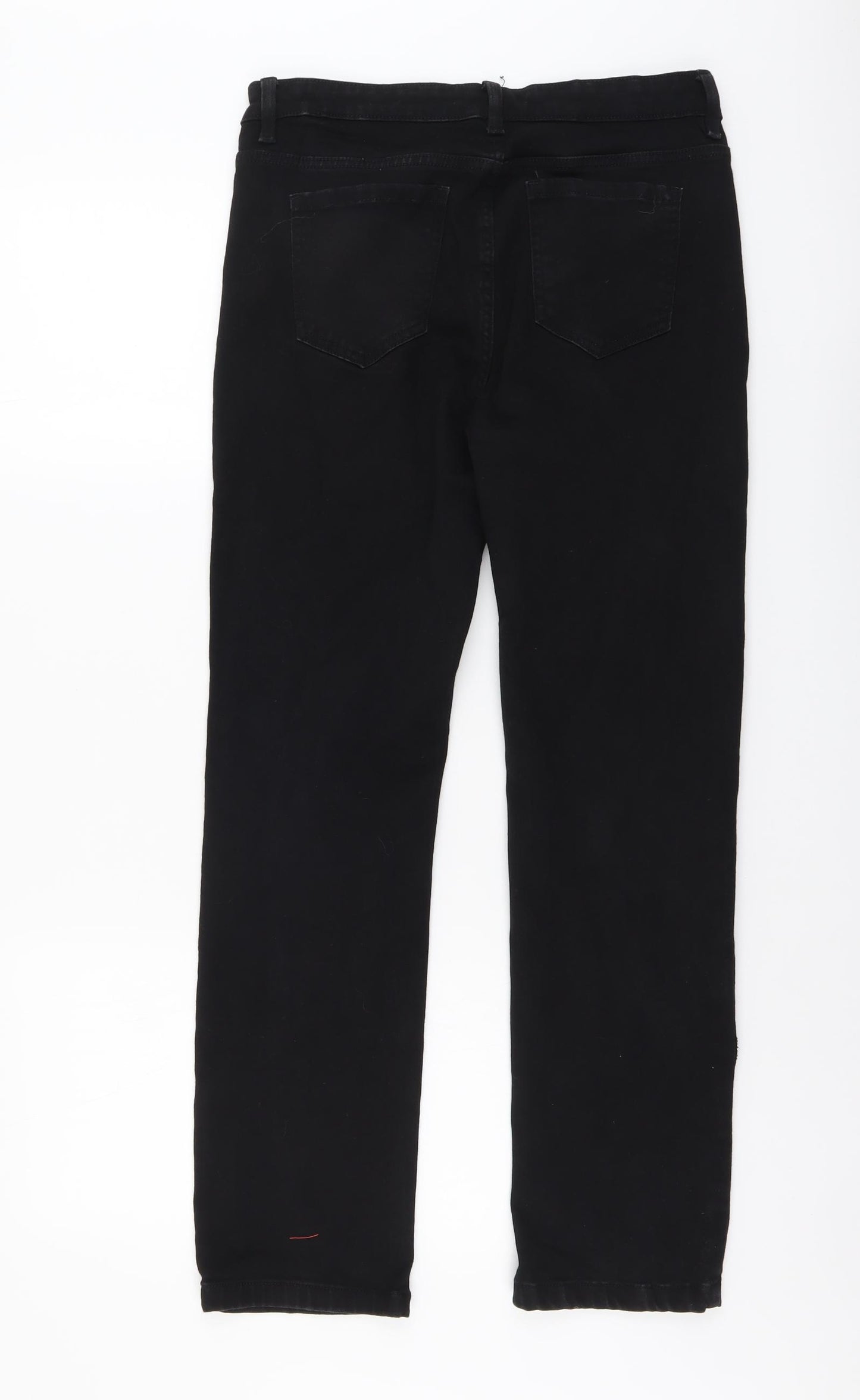 Marks and Spencer Womens Black Cotton Straight Jeans Size 12 L28 in Regular Button