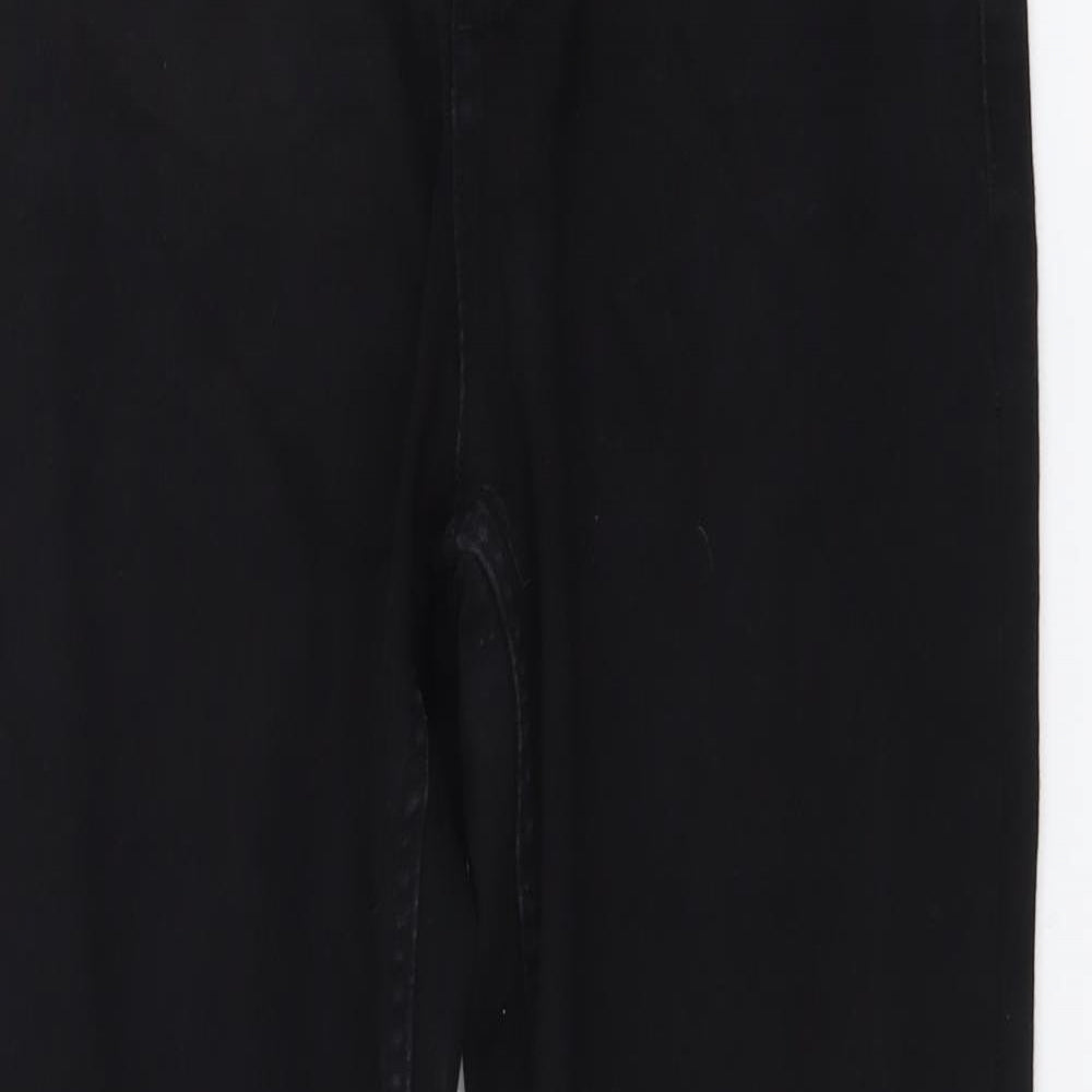 Marks and Spencer Womens Black Cotton Straight Jeans Size 12 L28 in Regular Button