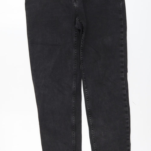 Marks and Spencer Womens Grey Cotton Straight Jeans Size 10 L30 in Regular Button