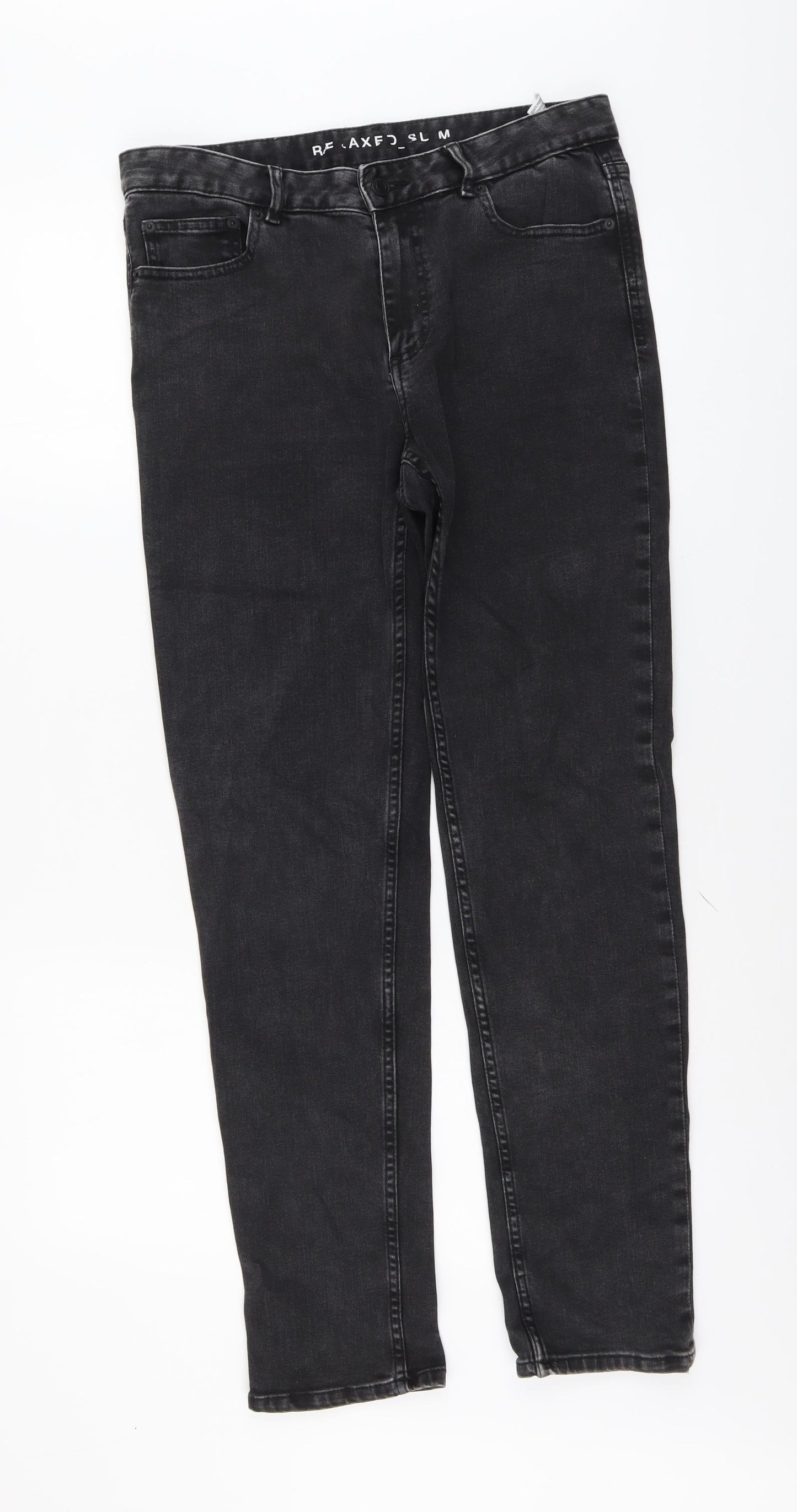 Marks and Spencer Womens Grey Cotton Straight Jeans Size 10 L30 in Regular Button