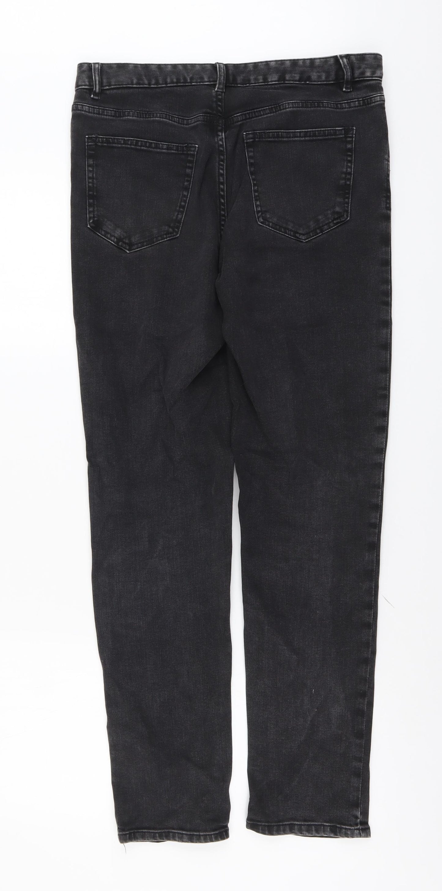 Marks and Spencer Womens Grey Cotton Straight Jeans Size 10 L30 in Regular Button