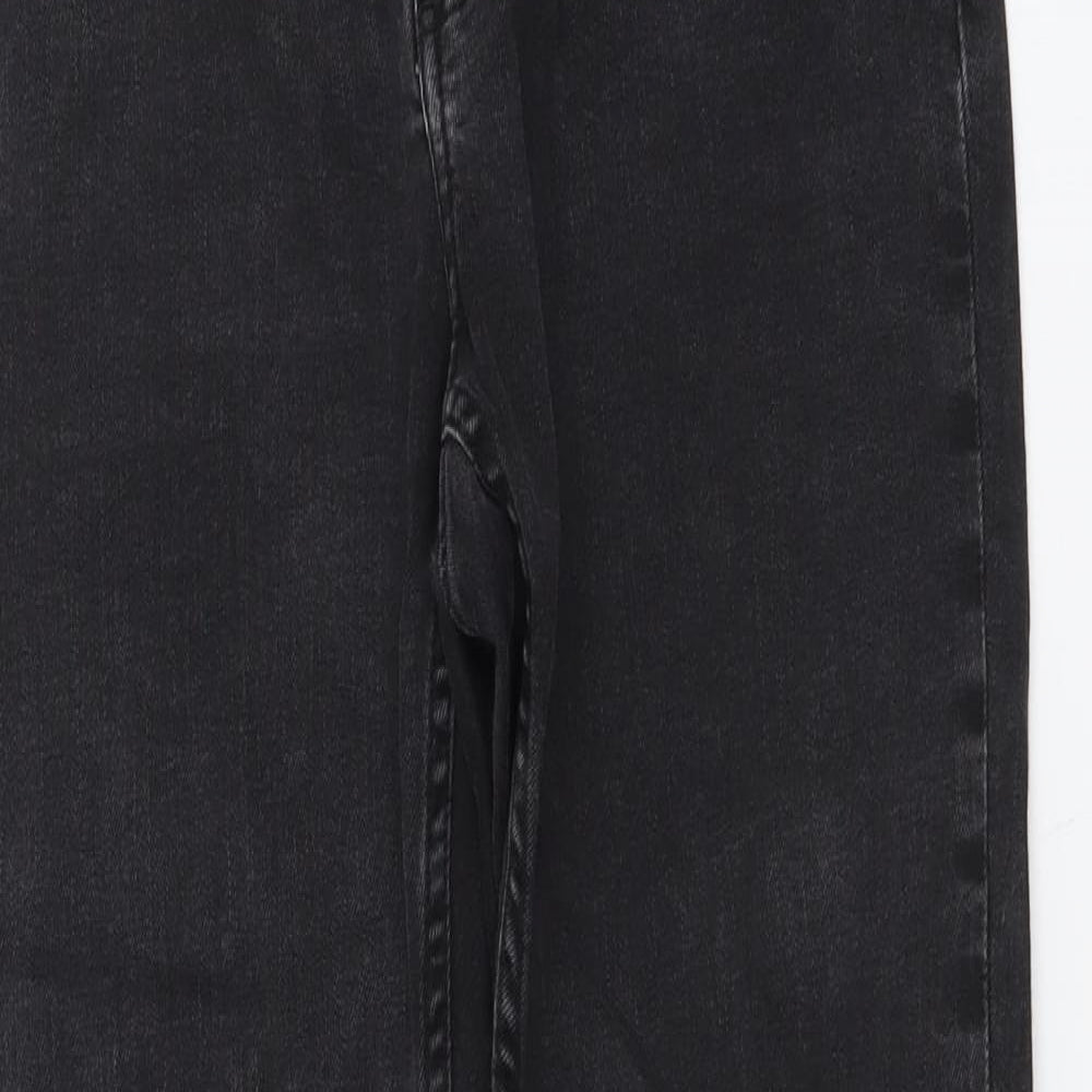 Marks and Spencer Womens Grey Cotton Straight Jeans Size 10 L30 in Regular Button