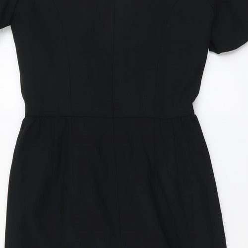 Liz Claiborne Womens Black Polyester Pencil Dress Size 10 V-Neck Zip