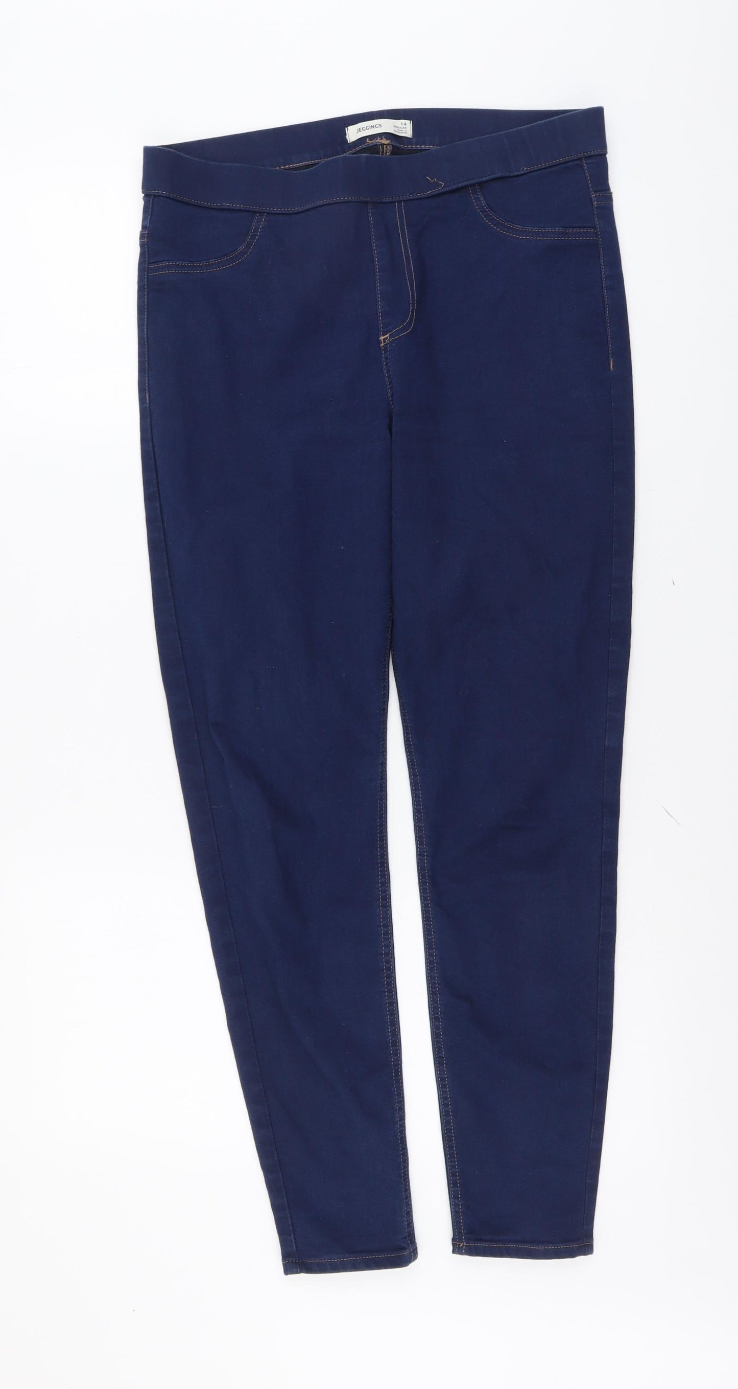 Marks and Spencer Womens Blue Cotton Jegging Jeans Size 14 L27 in Regular