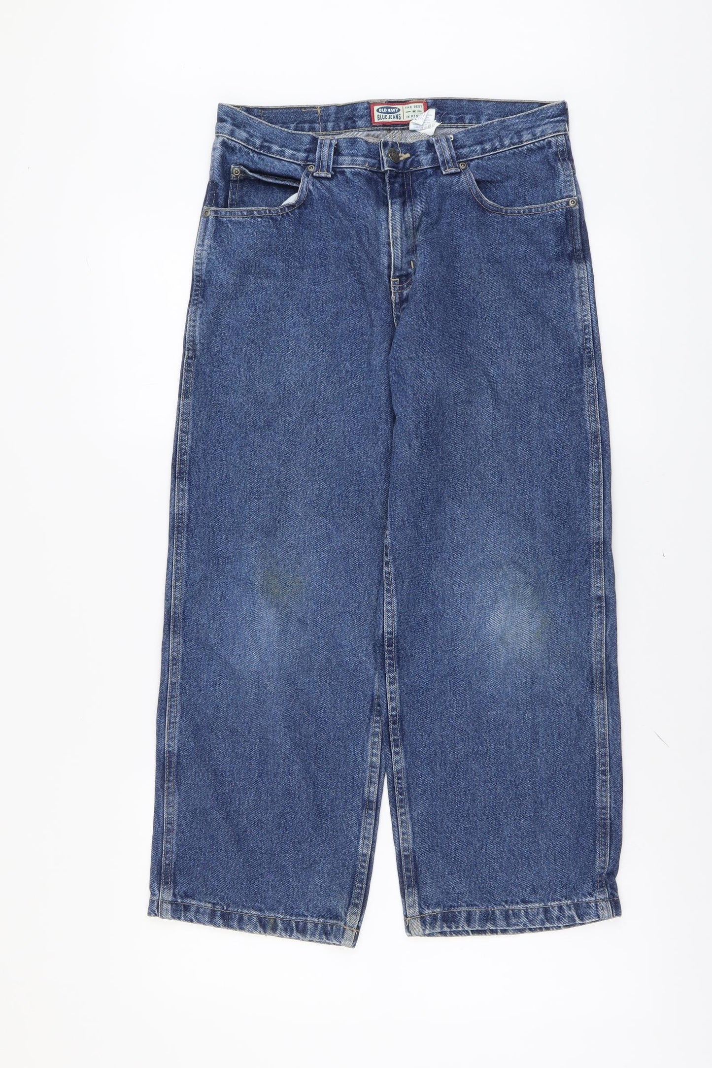 Old Navy Womens Blue Cotton Straight Jeans Size 12 L25 in Regular Button