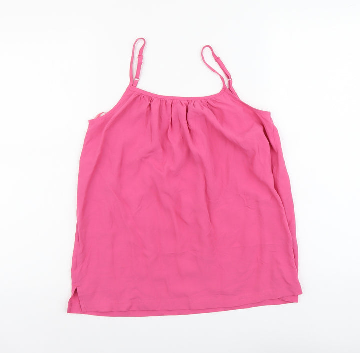 Marks and Spencer Womens Pink Viscose Basic Tank Size 6 Round Neck